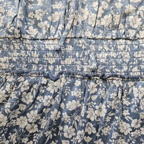 NWT - Lucky Brand Viscose Stretch Blue Floral Smocked Waist Maxi Dress - XL - Picture 7 of 15